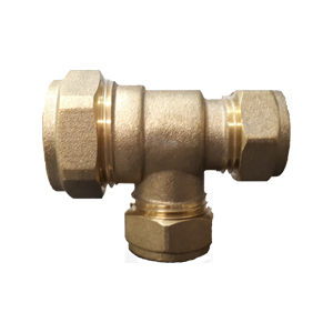Brass Compression Reducing Tee - 22mm x 15mm x 15mm